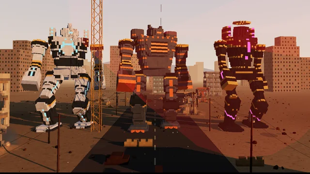COLOSSUS (boss raid, campaign): Three giant robots made of blocks. Take them apart piece by piece. Free on GrowBlocks.