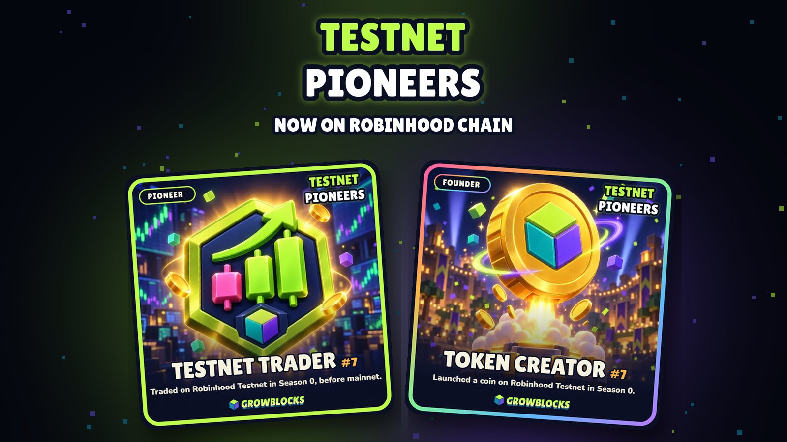 The Testnet Trader and Token Creator NFT cards